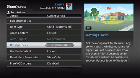 shaw hd parental control settings